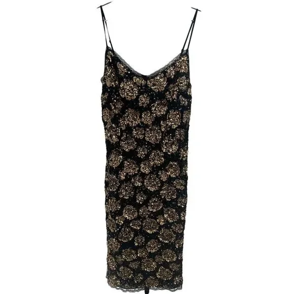 J.Crew Embellished Black Collection Sequin Slip Dress Size 4 - Picture 2 of 4